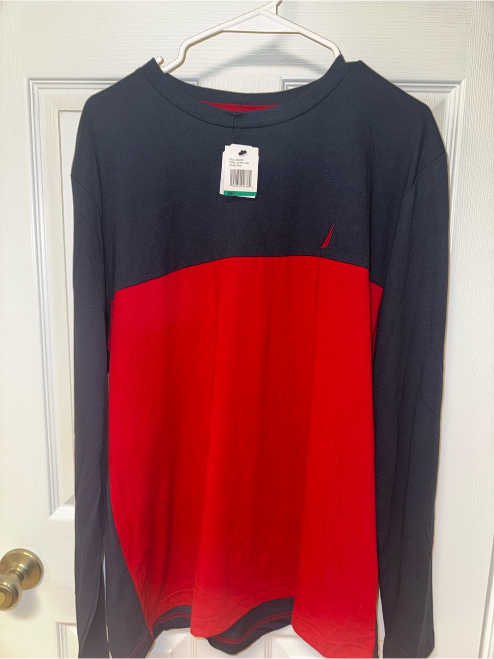 Nautica Navy Tee with Red Neck Trim